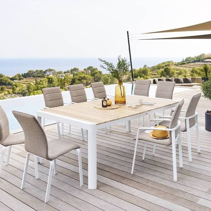 Rechthoekige Tuintafel Paradize Hespéride – Acacia & Aluminium Wit – 10 Personen (219 cm)