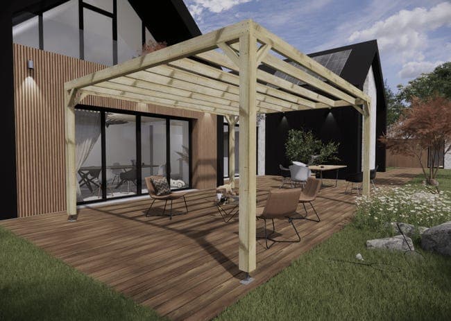 Aanleunpergola Groen van hout 20,16 m²