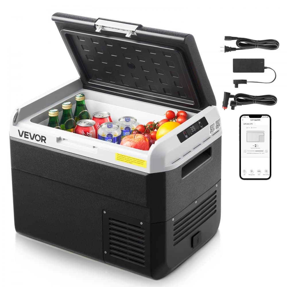 VEVOR Elektrokühlbox 30 L — Tragbarer Kompressor-Kühlschrank für Auto & Zuhause, 12/24 V DC und 100-240 V AC, -20 °C bis +20 °C